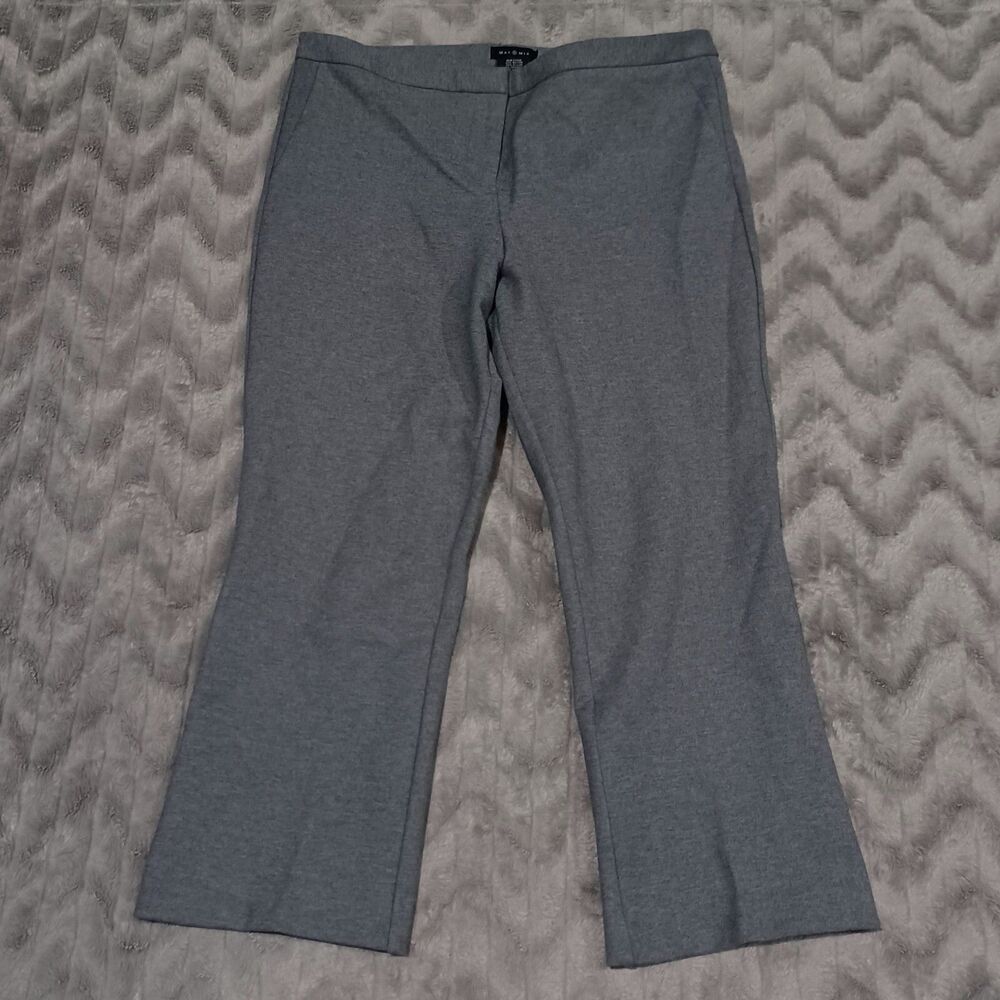 Max & Mia Womwns Size L Gray Flat Front Cropped Career Pants